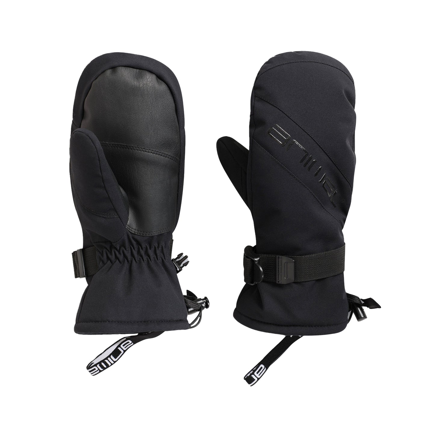 Jet Black - Side - Animal Womens-Ladies Track Ski Mittens