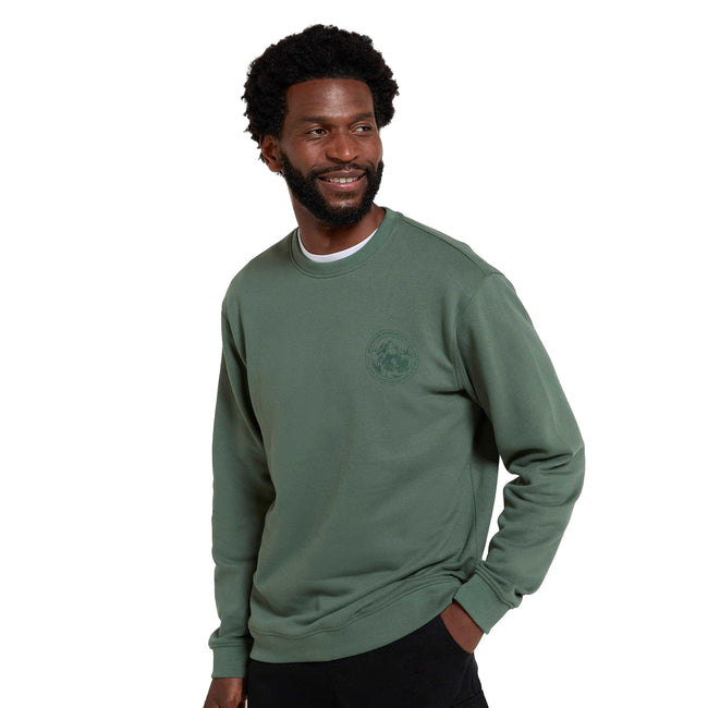 Green - Pack Shot - Mountain Warehouse Mens Mountain Crew Neck Sweatshirt