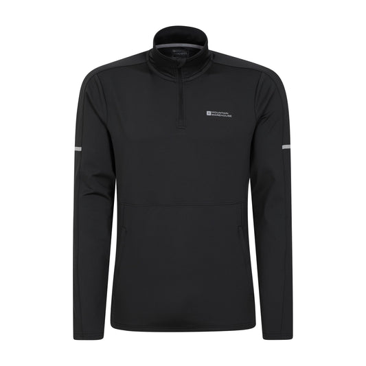 Black - Front - Mountain Warehouse Mens Core Recycled Half Zip Midlayer