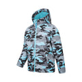 Blue Camo - Lifestyle - Mountain Warehouse Childrens-Kids Exodus II Camouflage Water Resistant Soft Shell Jacket
