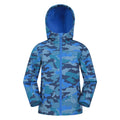 Blue - Front - Mountain Warehouse Childrens-Kids Exodus II Camouflage Water Resistant Soft Shell Jacket