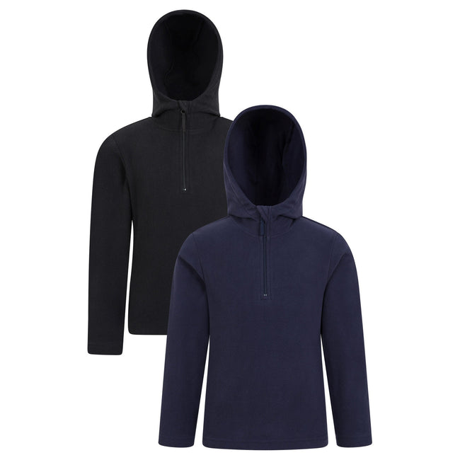 Dark Blue - Front - Mountain Warehouse Childrens-Kids Camber Quarter Zip Hoodie (Pack Of 2)