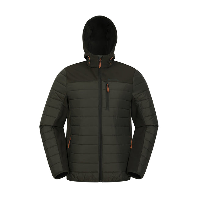 Khaki Green - Front - Mountain Warehouse Mens Turbine II Padded Soft Shell Jacket