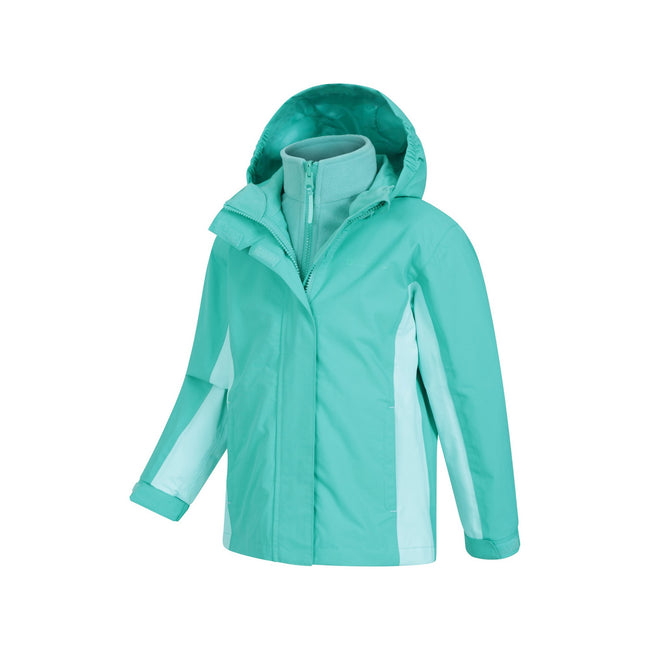 Teal - Side - Mountain Warehouse Childrens-Kids Lightning 3 in 1 Waterproof Jacket