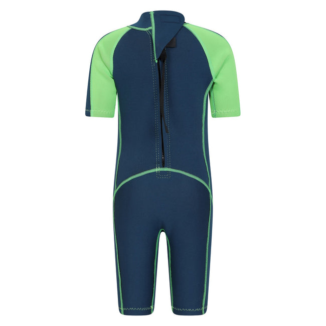 Green - Back - Mountain Warehouse Childrens-Kids Contrast Panel Wetsuit