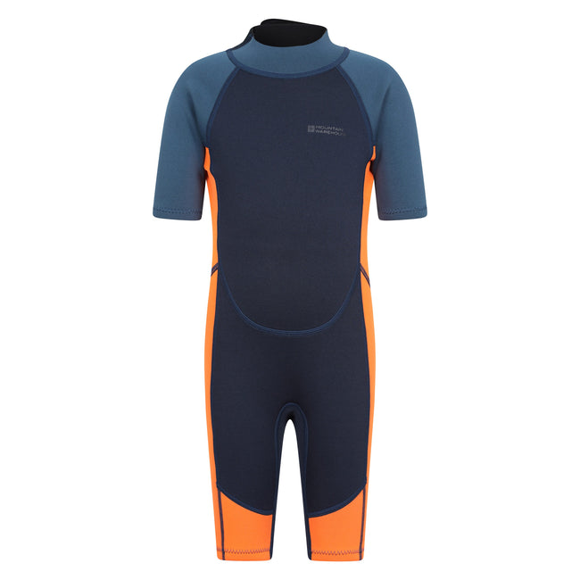 Bright Orange - Front - Mountain Warehouse Childrens-Kids Contrast Panel Wetsuit