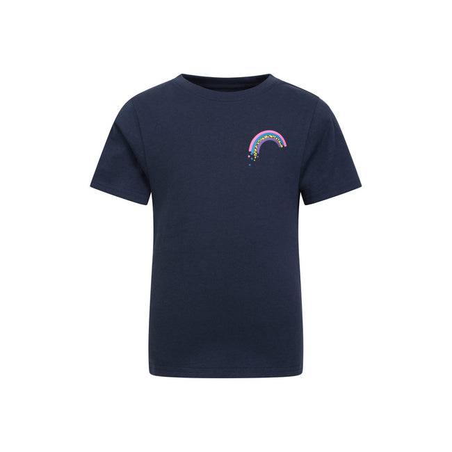 Navy - Front - Mountain Warehouse Childrens-Kids Rainbow Organic T-Shirt
