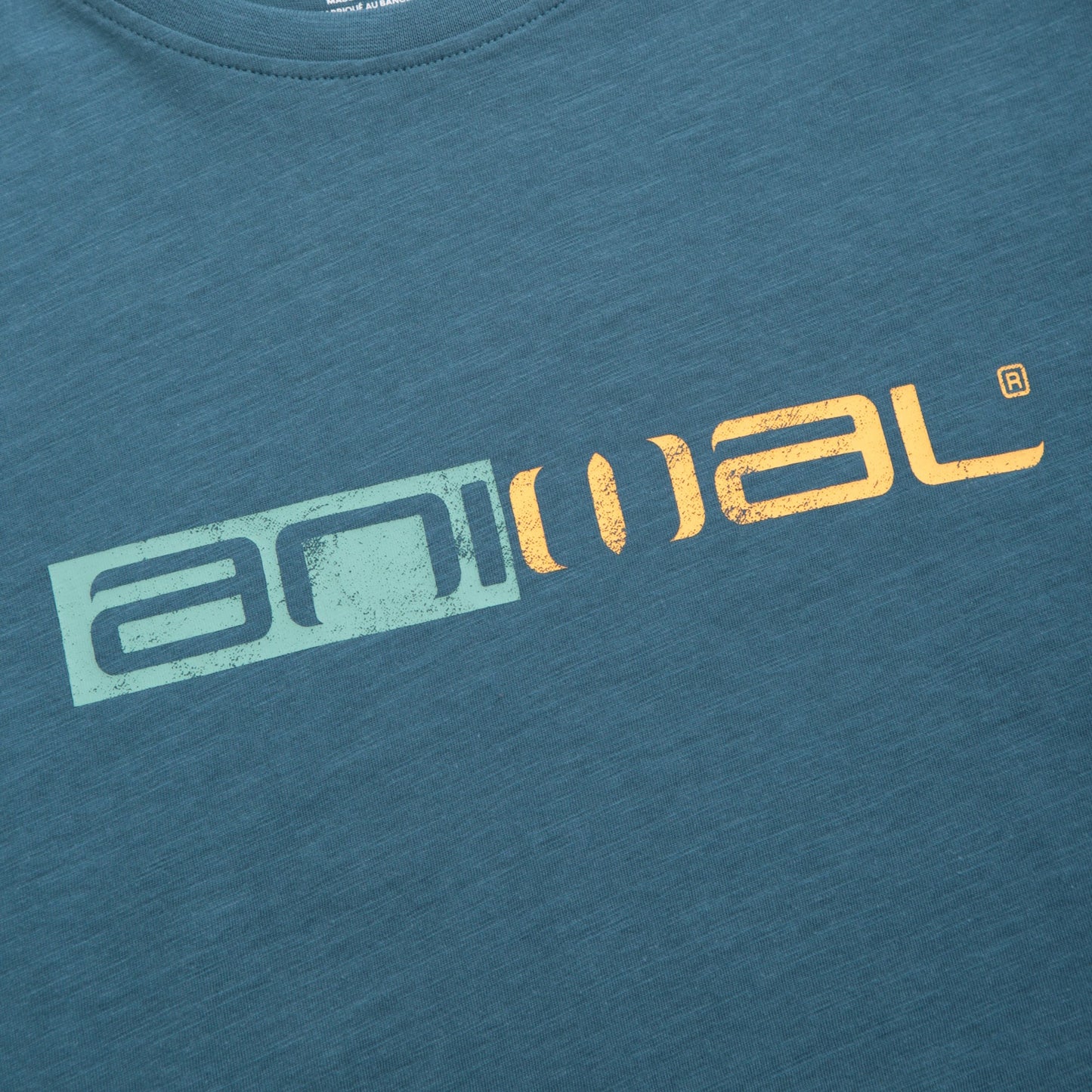 Teal - Side - Animal Mens Jacob Distressed Logo Organic T-Shirt