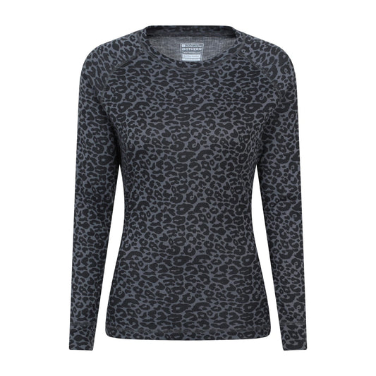 Grey - Front - Mountain Warehouse Womens-Ladies Talus Printed Thermal Top