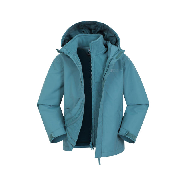 Teal - Front - Mountain Warehouse Childrens-Kids Fell 3 in 1 Water Resistant Jacket
