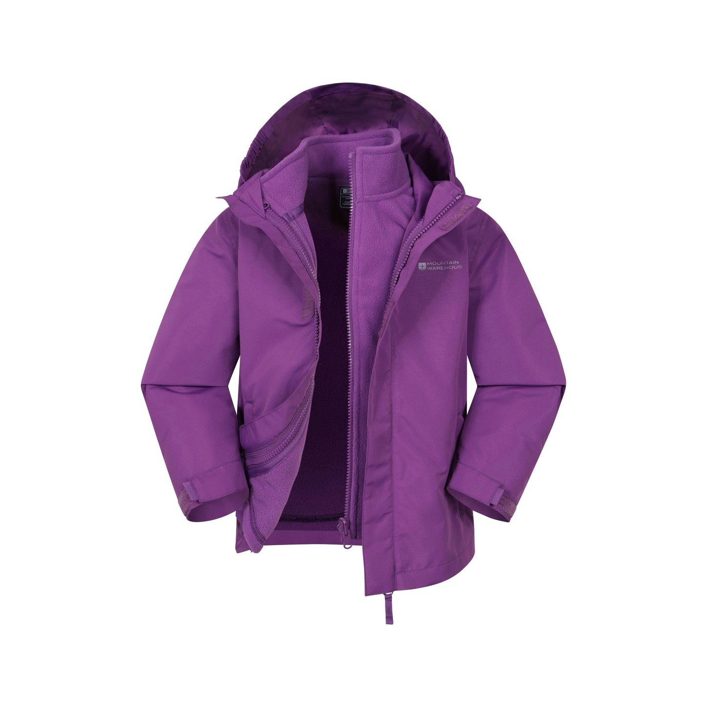 Dark Purple - Front - Mountain Warehouse Childrens-Kids Fell 3 in 1 Water Resistant Jacket