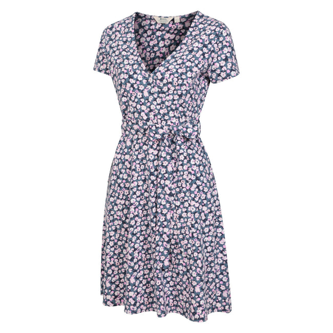 Grey - Side - Mountain Warehouse Womens-Ladies Santorini Floral Jersey Wrap Dress