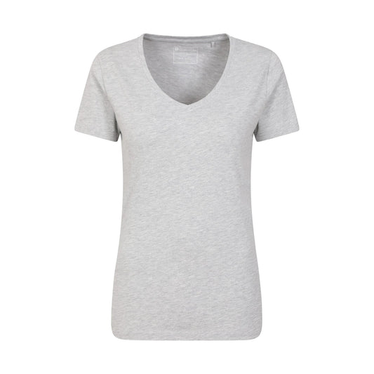 Grey - Front - Mountain Warehouse Womens-Ladies Basic Plain V Neck T-Shirt