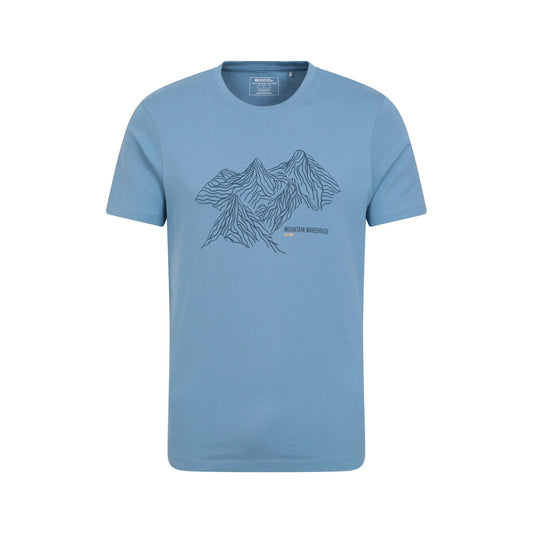 Blue - Front - Mountain Warehouse Mens Tonal Organic T-Shirt