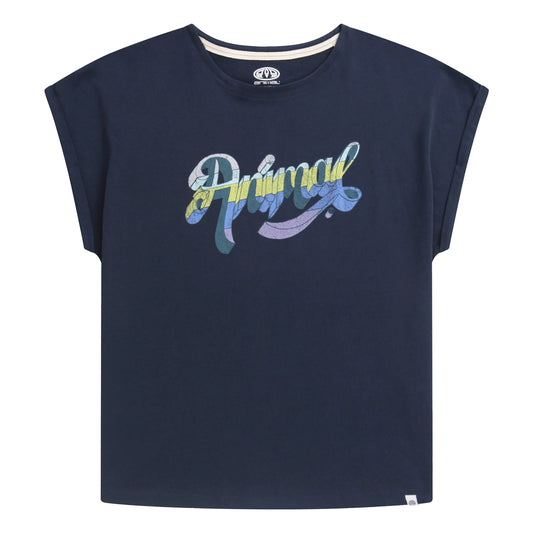 Navy - Front - Animal Womens-Ladies Holly Script Organic T-Shirt