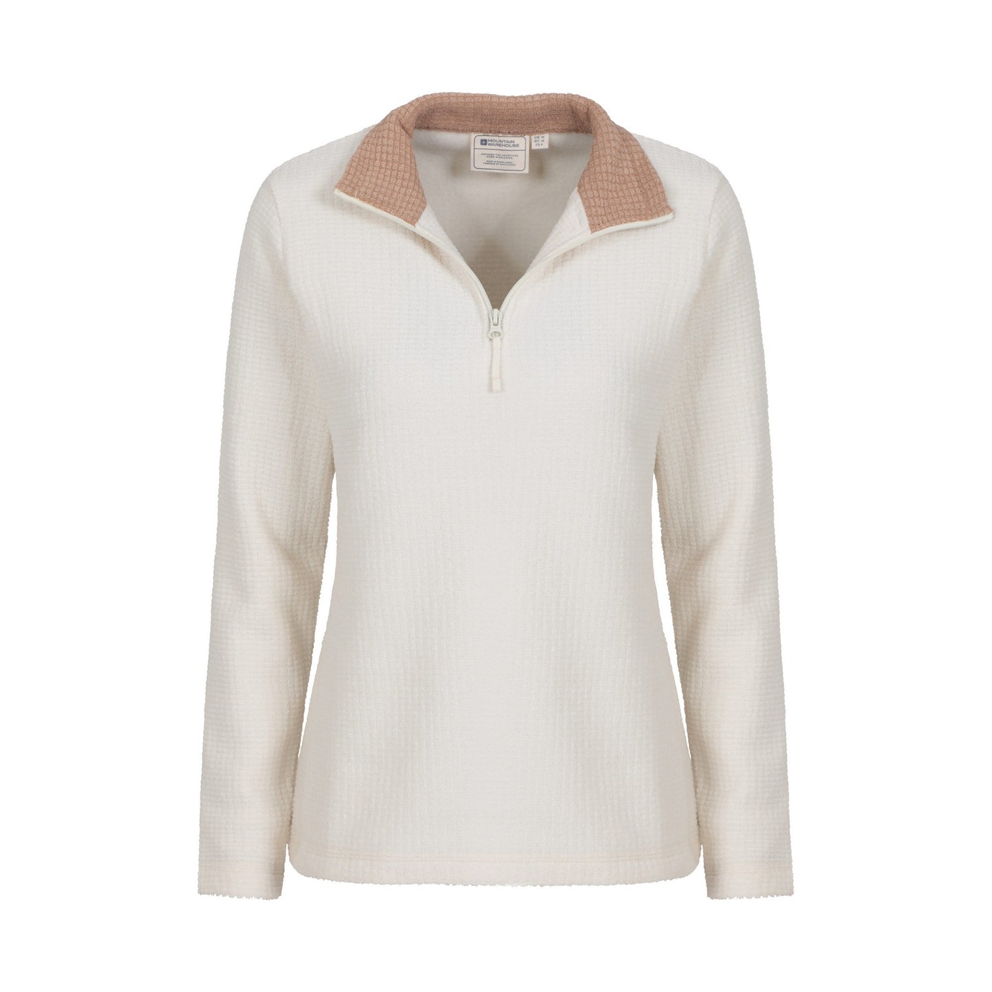 Tan - Lifestyle - Mountain Warehouse Womens-Ladies Waffle Half Zip Fleece Top