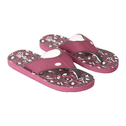 Burgundy - Front - Animal Womens-Ladies Swish Leopard Print Recycled Flip Flops