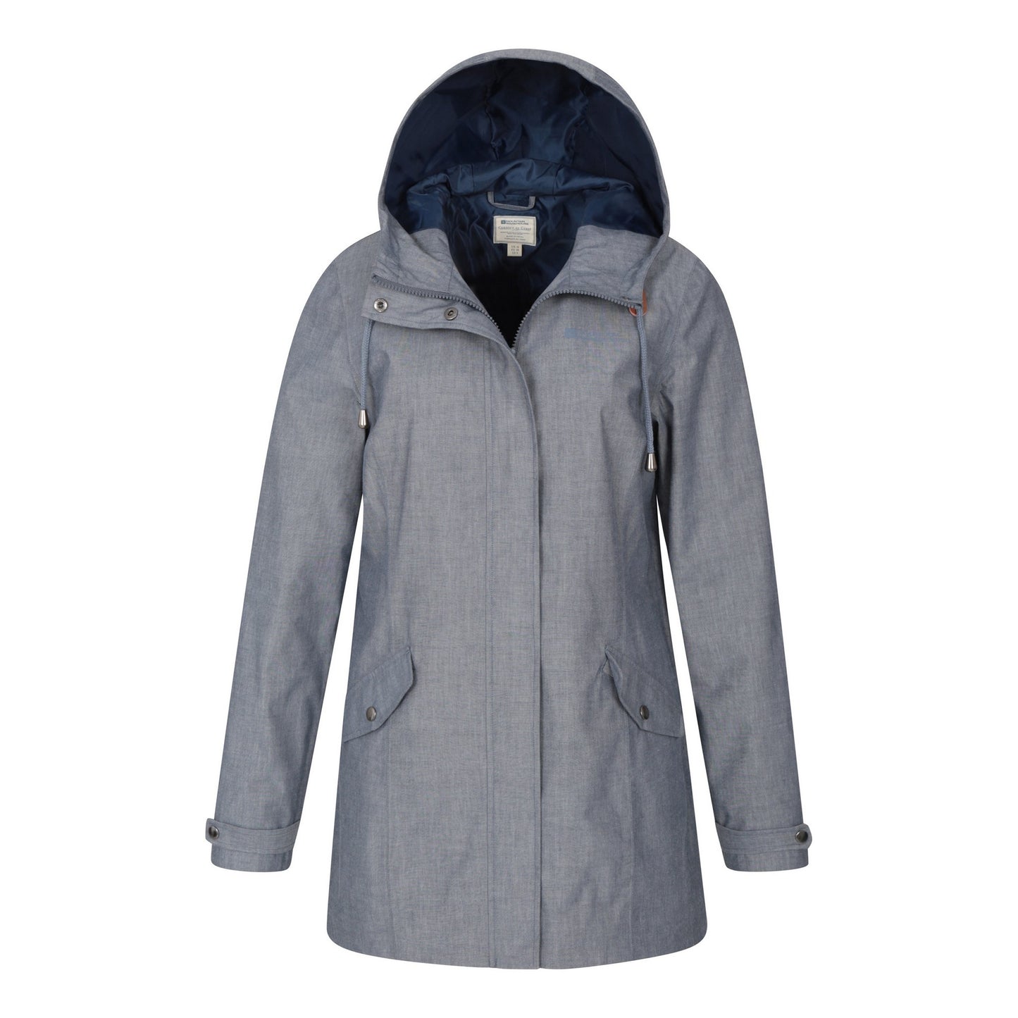 Navy - Pack Shot - Mountain Warehouse Womens-Ladies Textured Long Waterproof Jacket