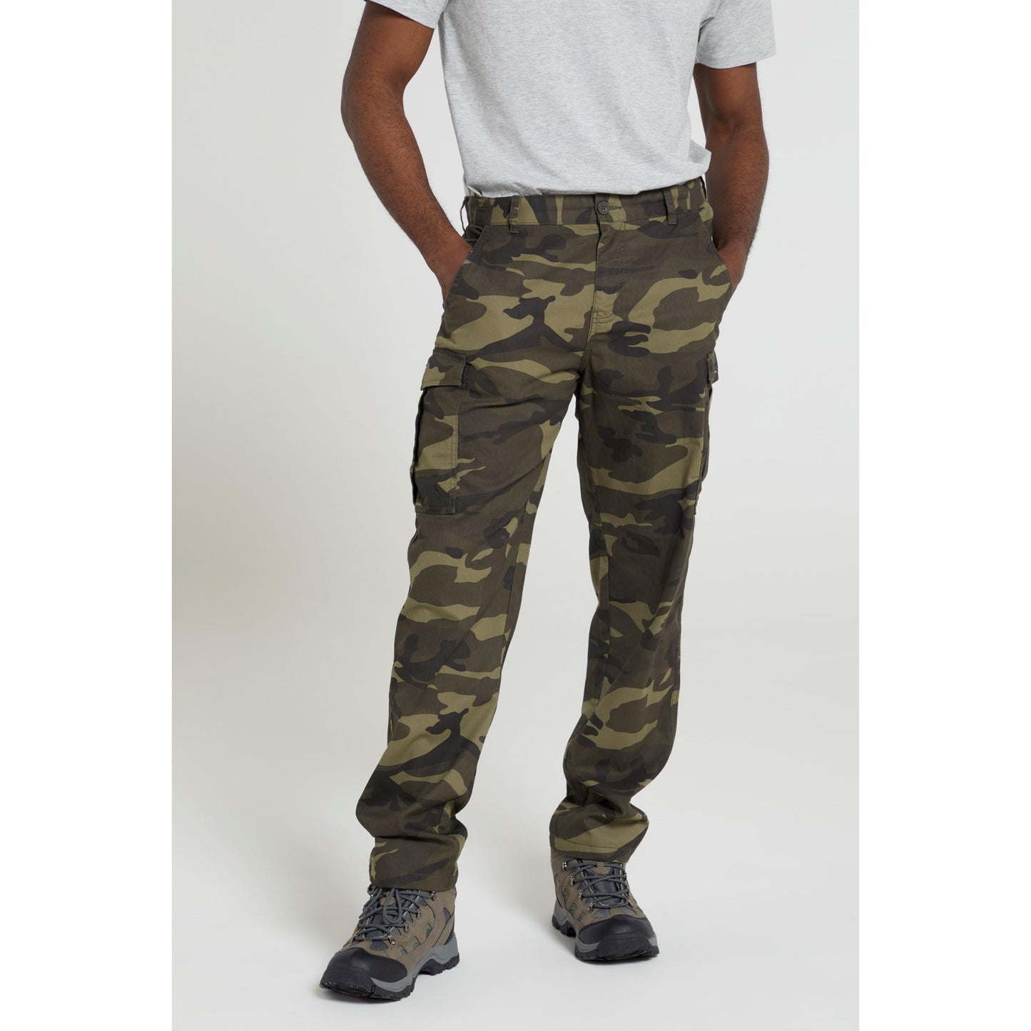 Khaki Green - Front - Mountain Warehouse Mens Lakeside Camo Cargo Trousers
