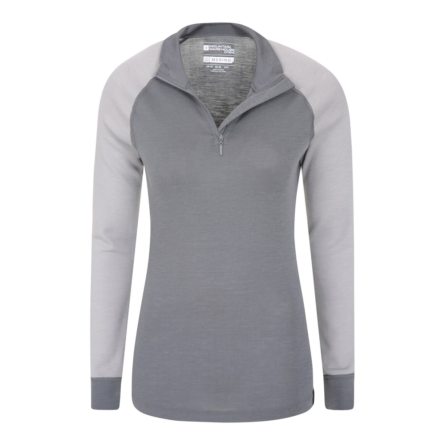 Grey - Lifestyle - Mountain Warehouse Womens-Ladies Merino Wool Zip Neck Thermal Top