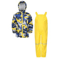 Pale Yellow - Front - Mountain Warehouse Childrens-Kids Raindrop Camo Waterproof Jacket And Trousers Set