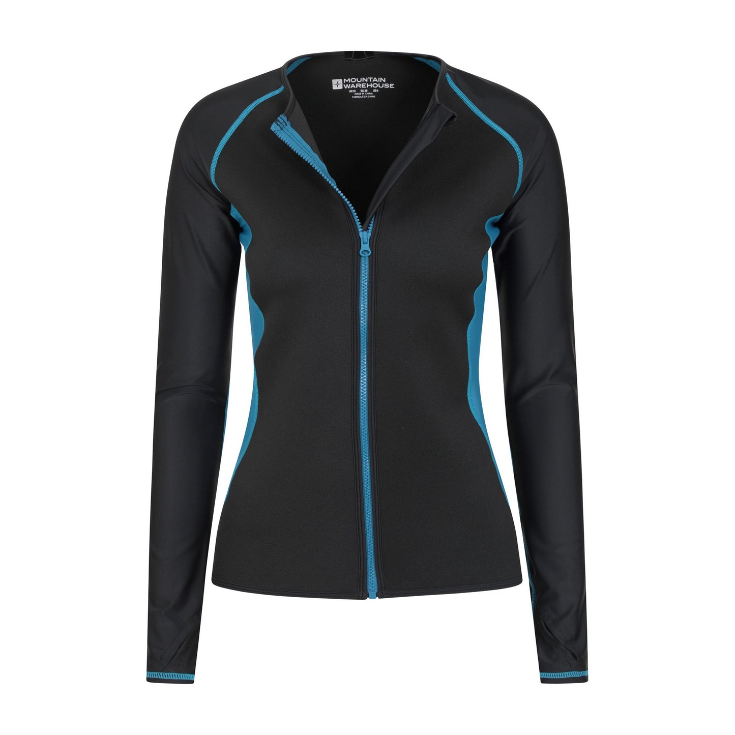 Teal - Pack Shot - Mountain Warehouse Womens-Ladies Fistral Contrast Detail Rash Top