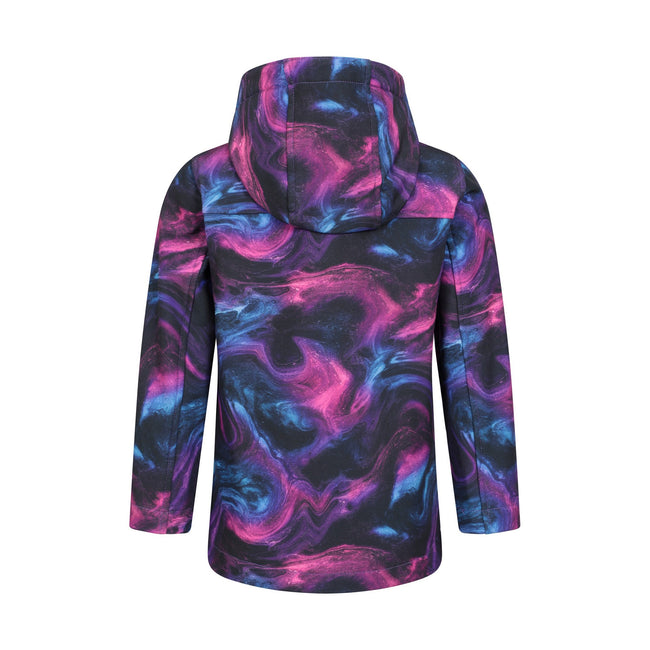 Magenta Purple - Back - Mountain Warehouse Childrens-Kids Exodus II Marble Effect Water Resistant Soft Shell Jacket