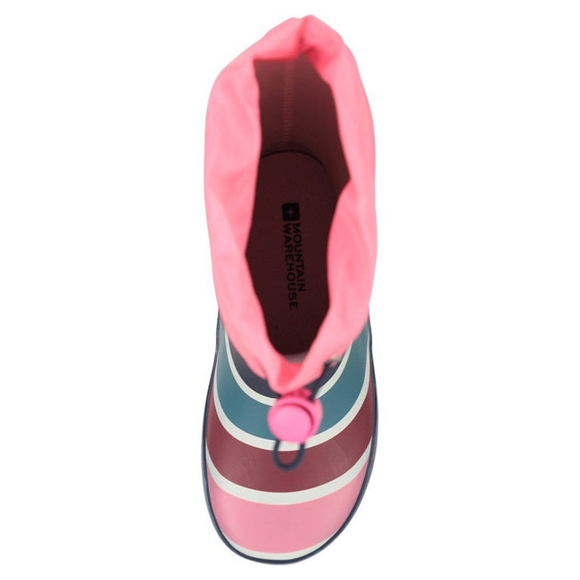 Pink - Pack Shot - Mountain Warehouse Childrens-Kids Rainbow Striped Wellington Boots