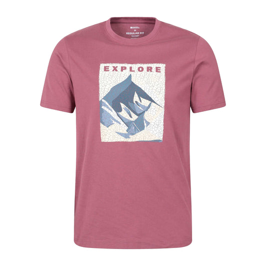 Dark Pink - Front - Mountain Warehouse Mens Explore Organic T-Shirt