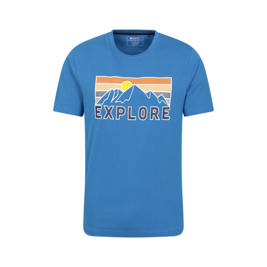 Blue - Front - Mountain Warehouse Mens Explore Organic T-Shirt