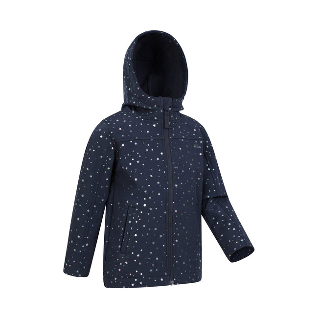 Iridescent - Side - Mountain Warehouse Childrens-Kids Exodus II Star Water Resistant Soft Shell Jacket