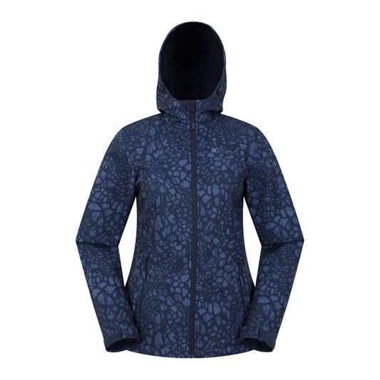 Dark Blue - Front - Mountain Warehouse Womens-Ladies Exodus Abstract Water Resistant Soft Shell Jacket