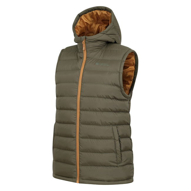 Dark Khaki - Side - Mountain Warehouse Mens Seasons Hooded Padded Gilet