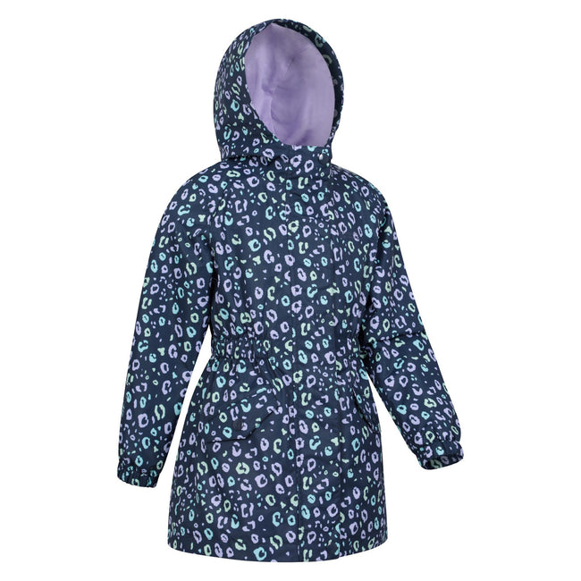 Dusky Purple - Side - Mountain Warehouse Childrens-Kids Dale Leopard Print Lightweight Waterproof Jacket