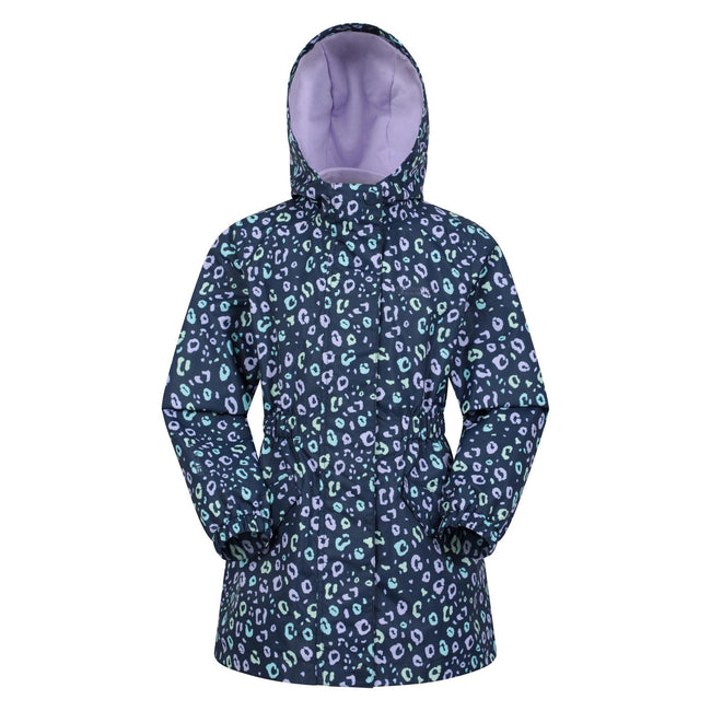 Dusky Purple - Front - Mountain Warehouse Childrens-Kids Dale Leopard Print Lightweight Waterproof Jacket