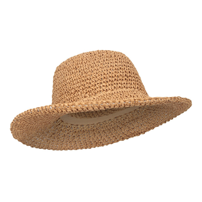 Dark Beige - Front - Mountain Warehouse Womens-Ladies Straw Packable Sun Hat