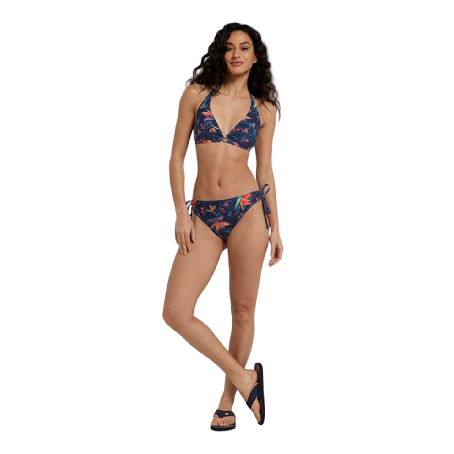 Orange - Pack Shot - Animal Womens-Ladies Iona Leaf Print Recycled Side Tie Bikini Bottoms