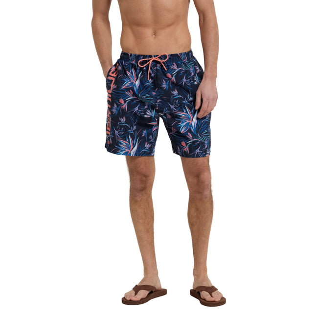 Pink - Side - Animal Mens Deep Dive Leaf Print Boardshorts