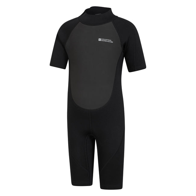 Black - Side - Mountain Warehouse Childrens-Kids Shorty Logo Wetsuit