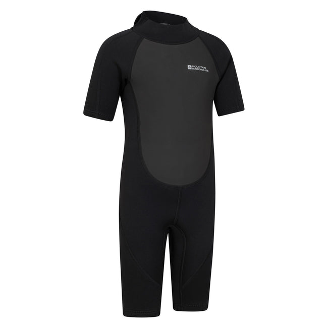 Black - Lifestyle - Mountain Warehouse Childrens-Kids Shorty Logo Wetsuit