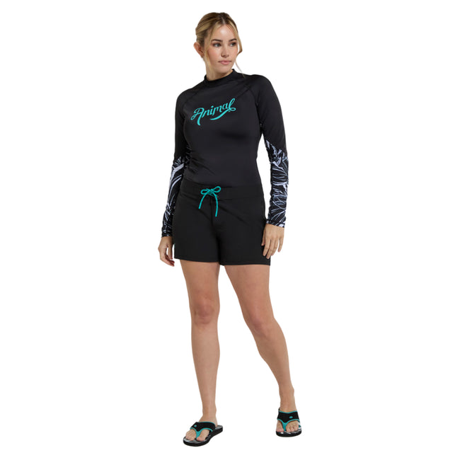 Jet Black - Pack Shot - Animal Womens-Ladies Aurora Swim Shorts