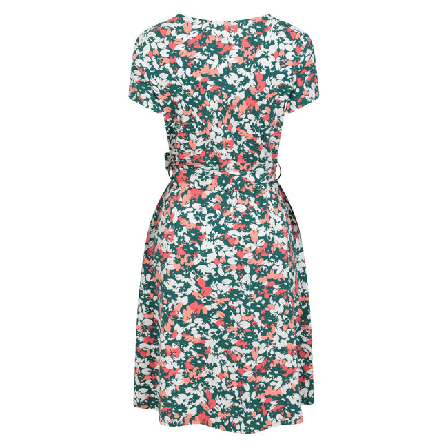 Teal - Back - Mountain Warehouse Womens-Ladies Santorini Floral Jersey Wrap Dress