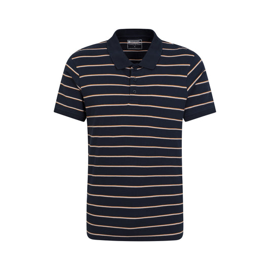 Navy - Front - Mountain Warehouse Mens Wren Stripe Cotton Polo Shirt