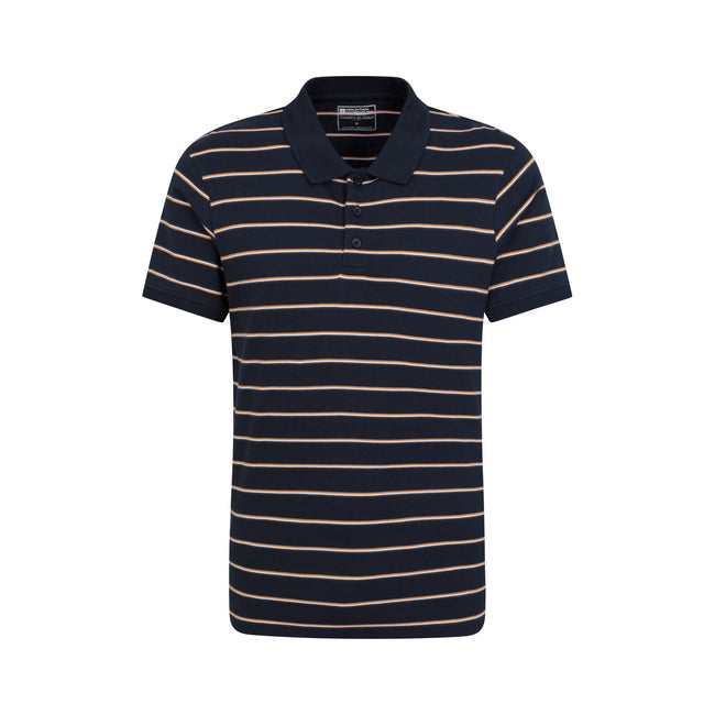 Navy - Front - Mountain Warehouse Mens Wren Stripe Cotton Polo Shirt