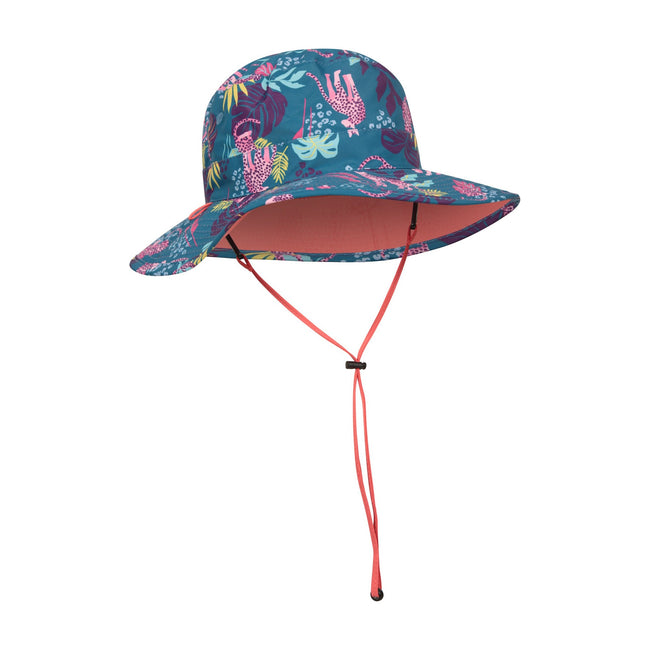 Teal - Lifestyle - Mountain Warehouse Childrens-Kids Reversible Water Resistant Sun Hat