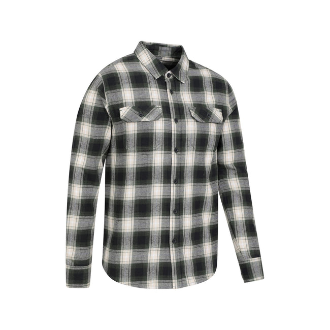 Dark Green - Side - Mountain Warehouse Mens Trace Flannel Long-Sleeved Shirt