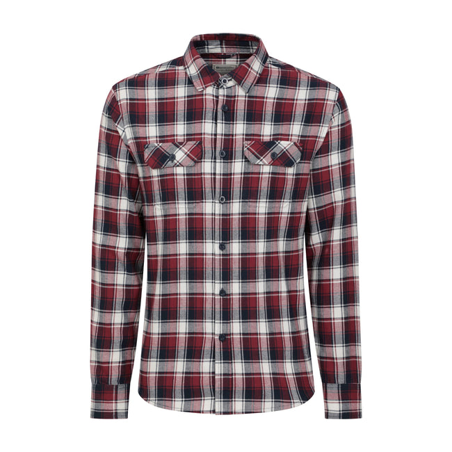 Burgundy - Front - Mountain Warehouse Mens Trace Flannel Long-Sleeved Shirt