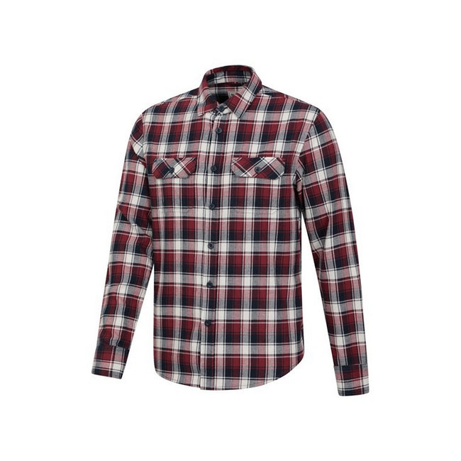 Burgundy - Side - Mountain Warehouse Mens Trace Flannel Long-Sleeved Shirt