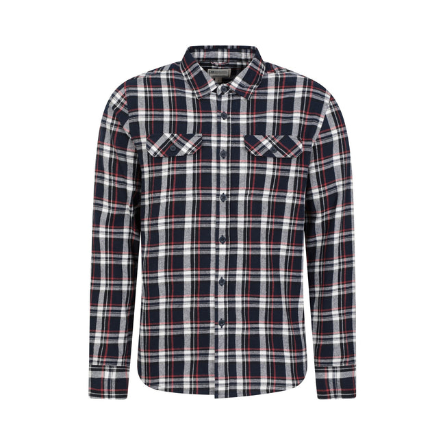 Blue - Front - Mountain Warehouse Mens Trace Flannel Long-Sleeved Shirt