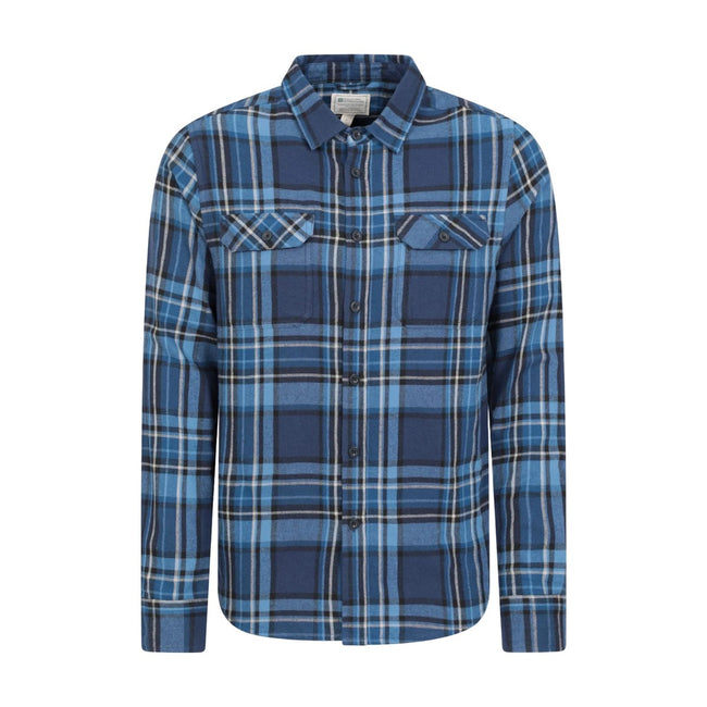Dark Blue - Front - Mountain Warehouse Mens Trace Flannel Long-Sleeved Shirt